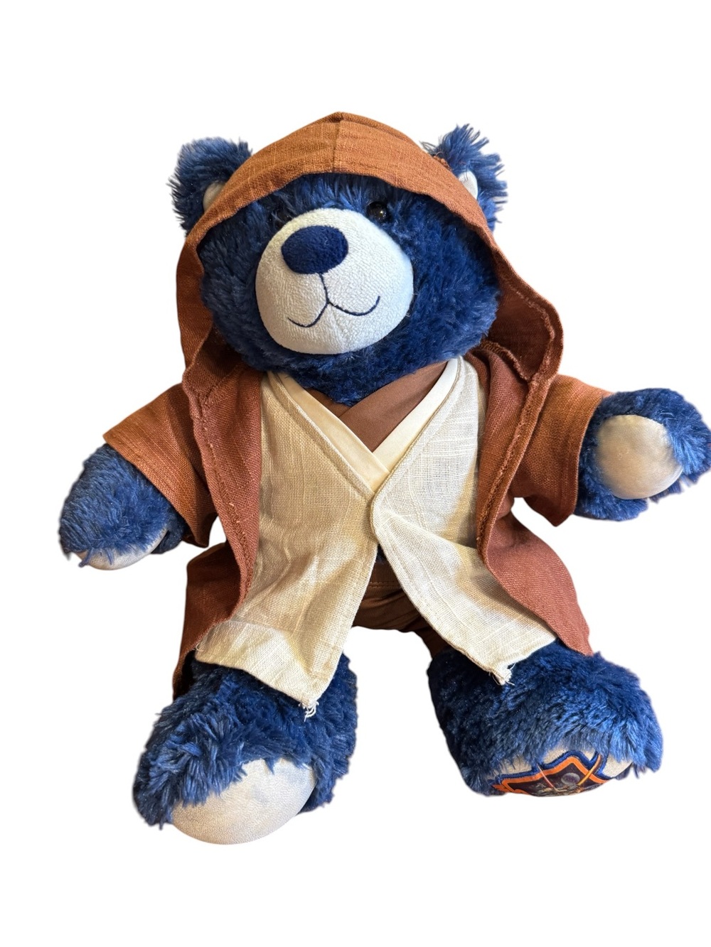 Build-A-Bear Star Wars Jedi Blue Bear Plush 14” with Brown Hooded Jedi Robe